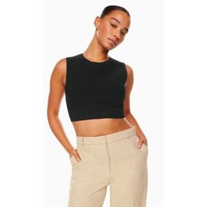 Aritzia Babaton Sculpt Knit Muscle Cropped Tank Black XS quiet luxury minimalist